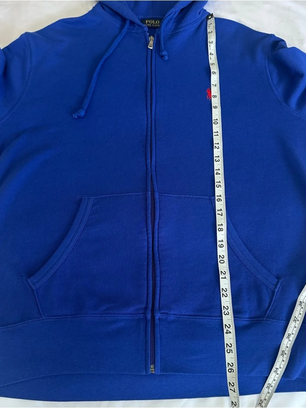 Polo Ralph Lauren Full Zip Hoodie‎ Blue Red Pony Logo Sweatshirt Fleece Mens LRG